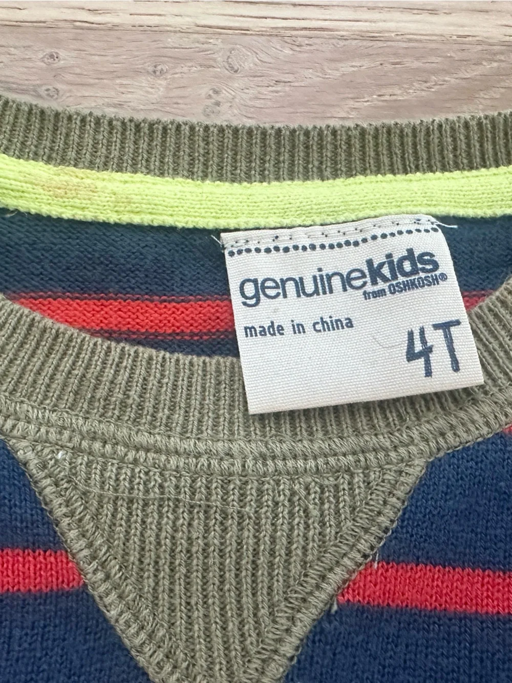 OshKosh B'gosh Navy & Red Striped Sweater with Olive Trim